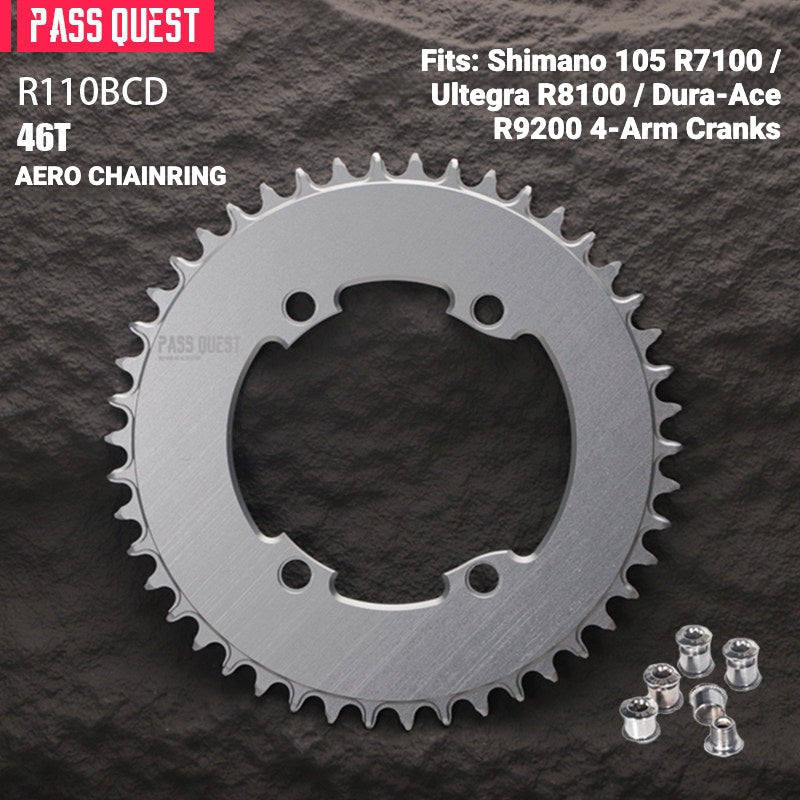 PASS QUEST 110BCD Narrow-Wide Chainring for Shimano R7100 / R8100 / R9200 | Full-Profile 44T–60T