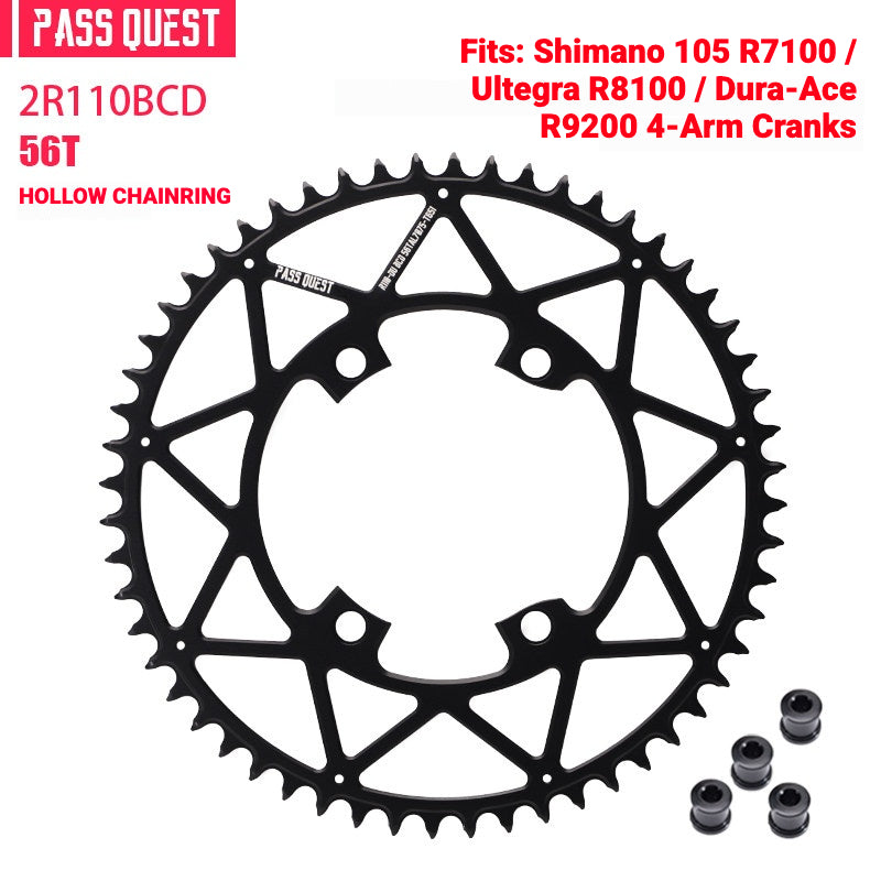 PASS QUEST 110BCD Narrow-Wide Chainring for Shimano R7100 / R8100 / R9200 | 36T–58T