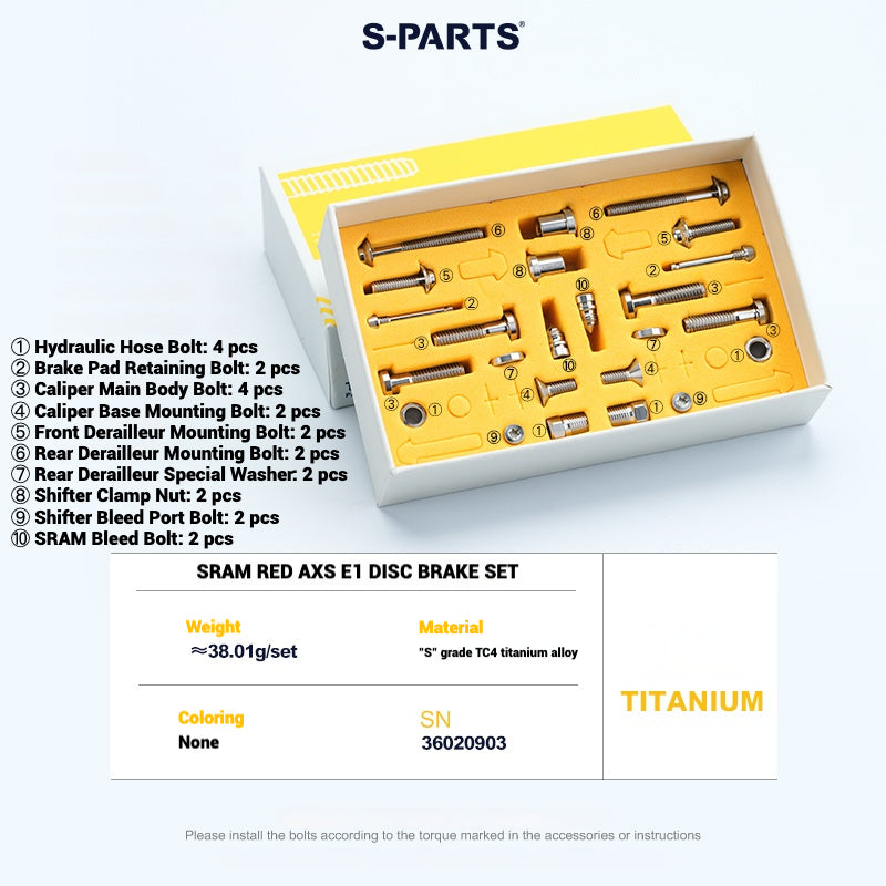 S-PARTS Road Bike Disc Brake Titanium Alloy Screw Set for SRAM RED For