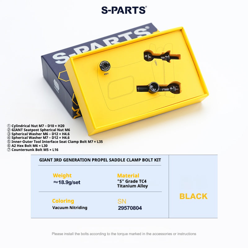 S-PARTS Titanium Seatpost Clamp Bolt Kit for GIANT TCR / PROPEL / DEFY