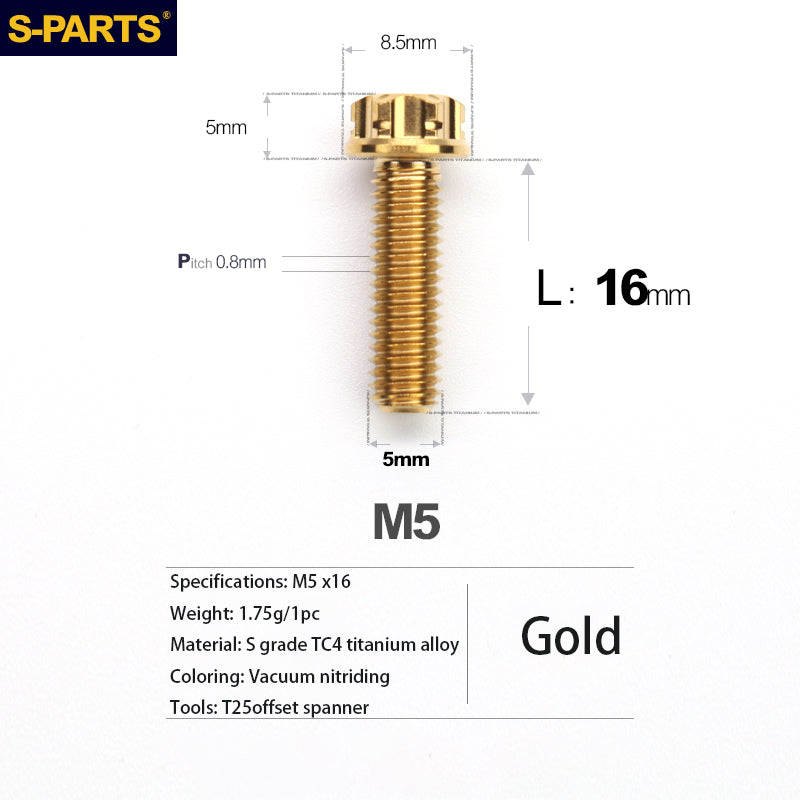 S-PARTS A3 Series M5 Titanium Alloy Screws Bolts Standard Parts Motorcycle Cars