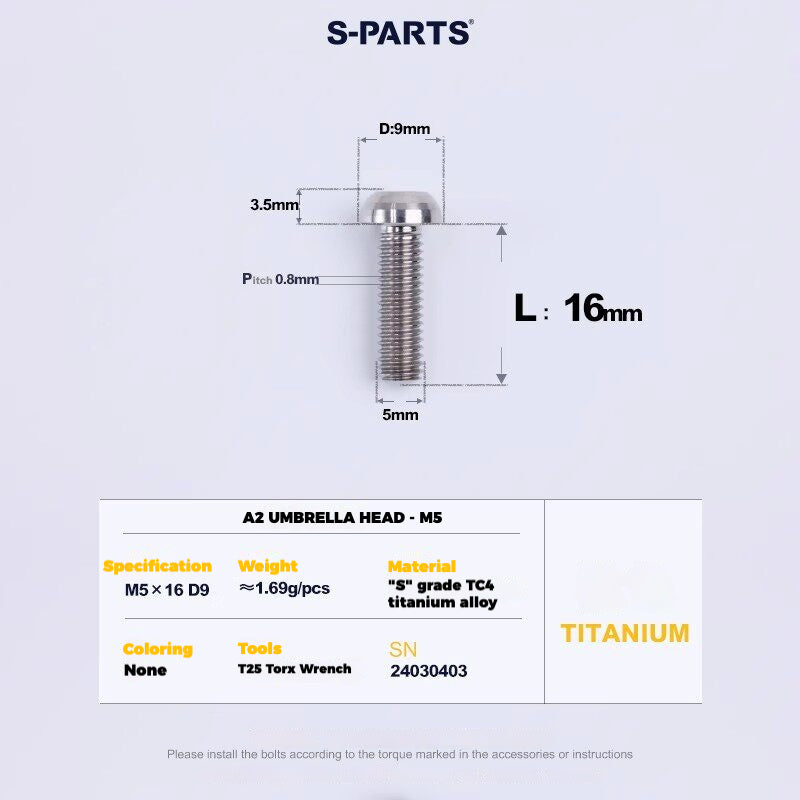 S-PARTS Titanium Derailleur Gear Screws Compatible with SRAM RED AXS