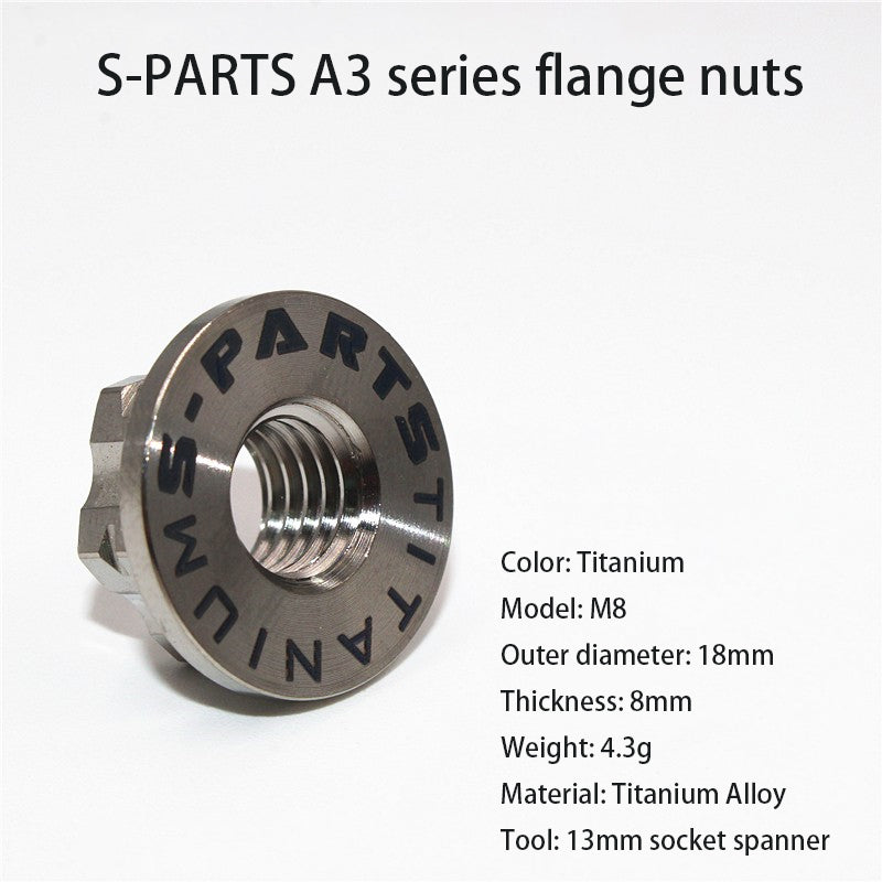 Tuerca de brida S-PARTS A3 para vehículo eléctrico, tornillo de aleación de titanio M5 M6 M8 M10 para motocicleta 12