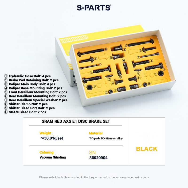 S-PARTS Road Bike Disc Brake Titanium Alloy Screw Set for SRAM RED Force Rival 12-speed AXS
