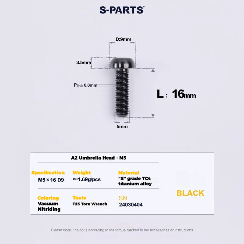 S-PARTS Titanium Derailleur Gear Screws Compatible with SRAM RED AXS