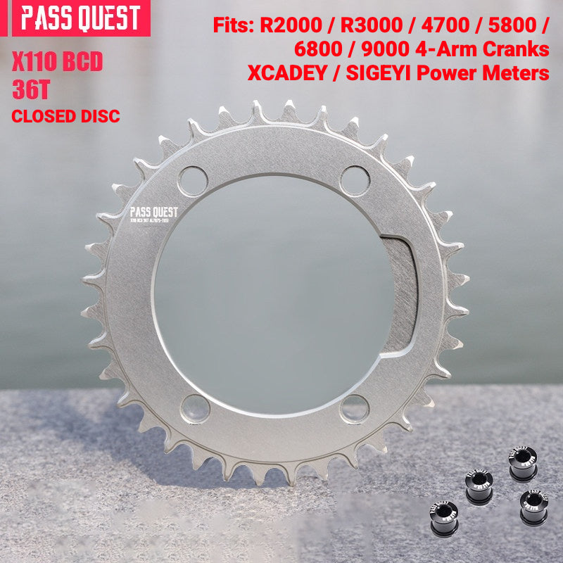 PASS QUEST X110BCD Narrow-Wide Chainring for Shimano 4-Arm Road Cranks | 36T–60T 1x