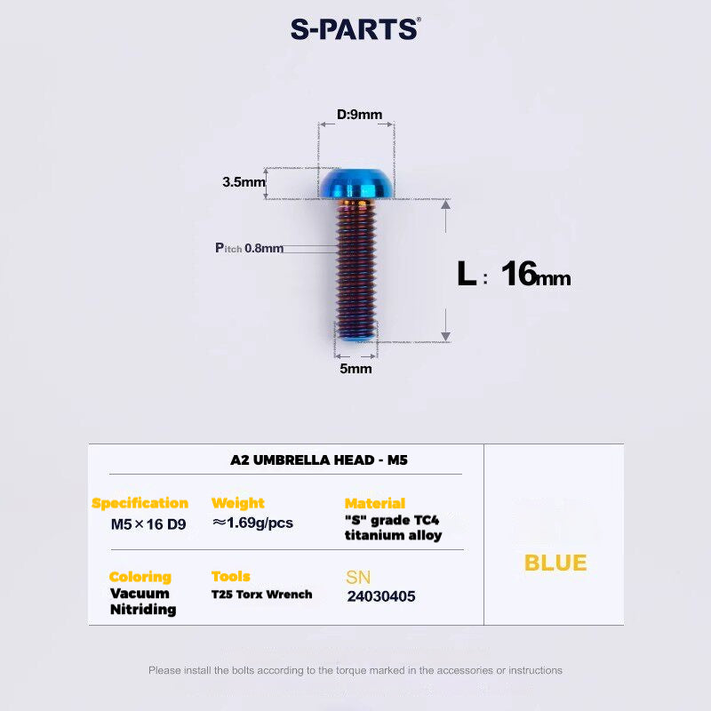 S-PARTS Titanium Derailleur Gear Screws Compatible with SRAM RED AXS