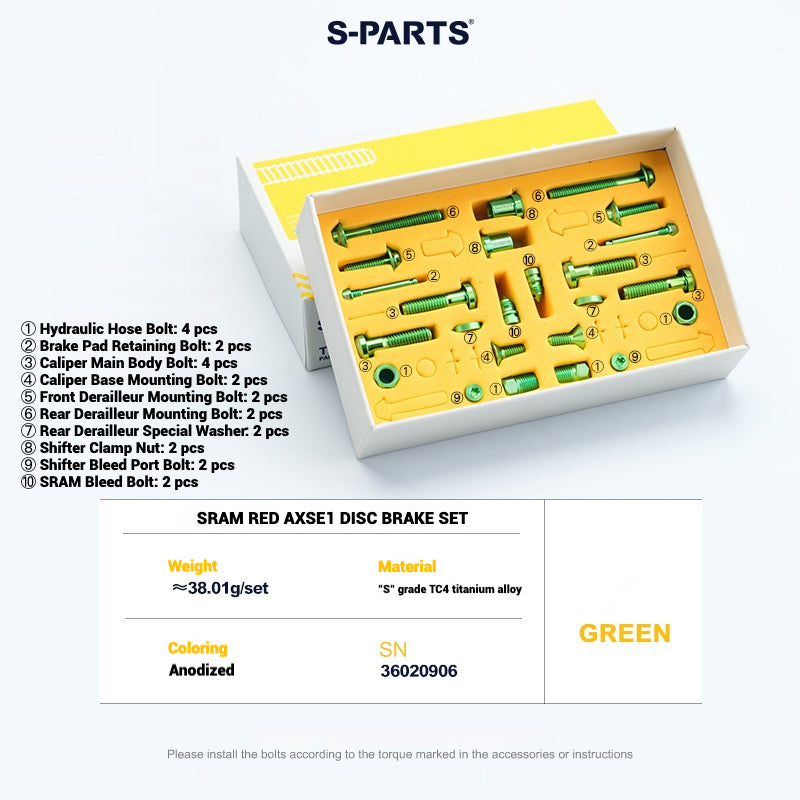 S-PARTS Road Bike Disc Brake Titanium Alloy Screw Set for SRAM RED Force Rival 12-speed AXS