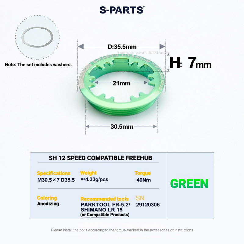 S-PARTS MTB 및 로드 바이크용 티타늄 카세트 락링 (시마노 및 SRAM 호환)