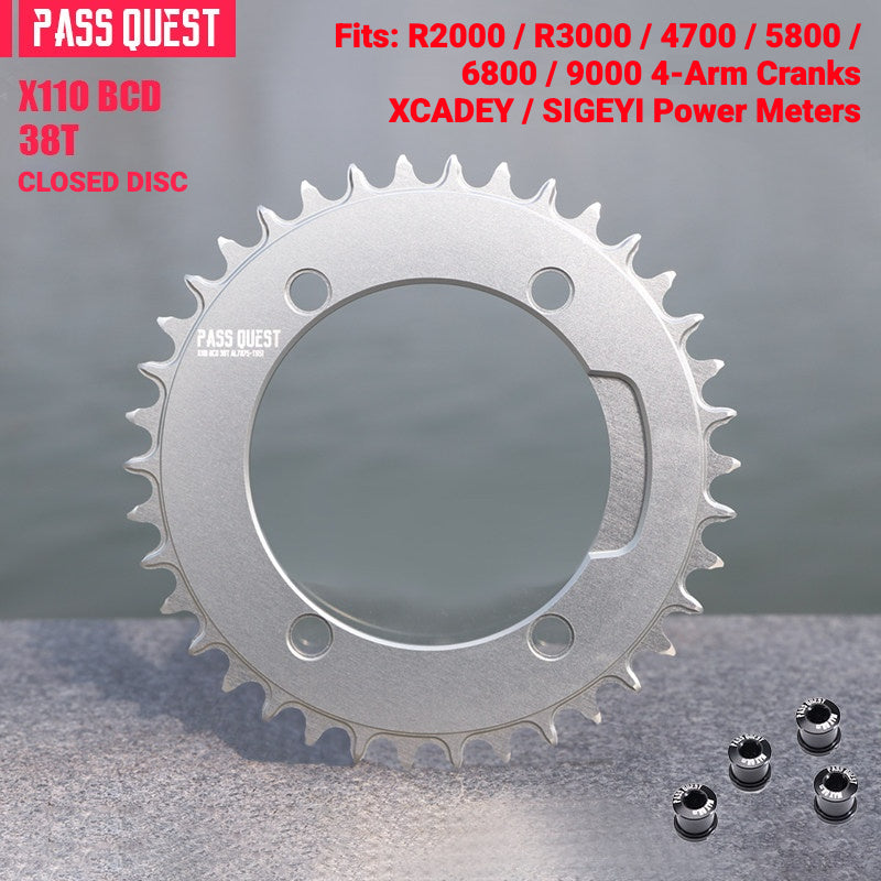 PASS QUEST X110BCD Narrow-Wide Chainring for Shimano 4-Arm Road Cranks | 36T–60T 1x