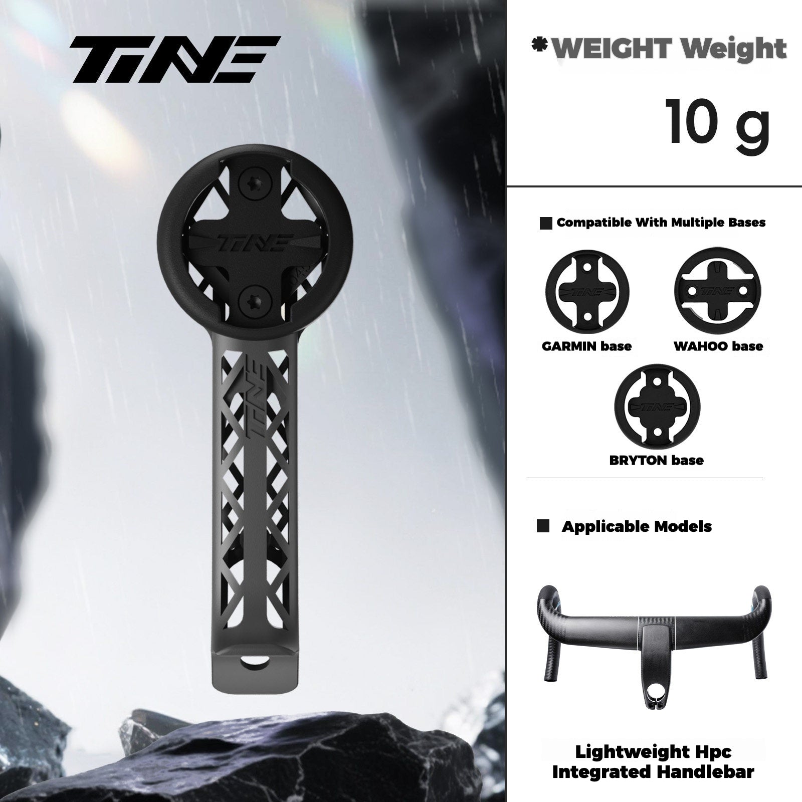 TiNE Ultra-Light Titanium Computer Mount for Lightweight HPC Integrated Handlebar Carbon Mount