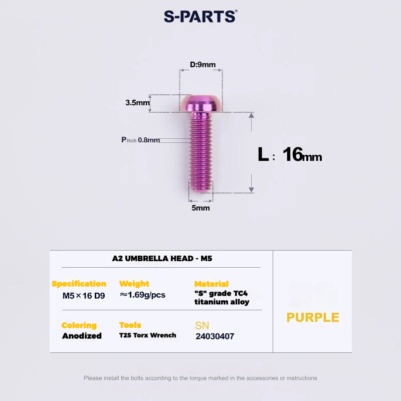 S-PARTS Titanium Derailleur Gear Screws Compatible with SRAM RED AXS
