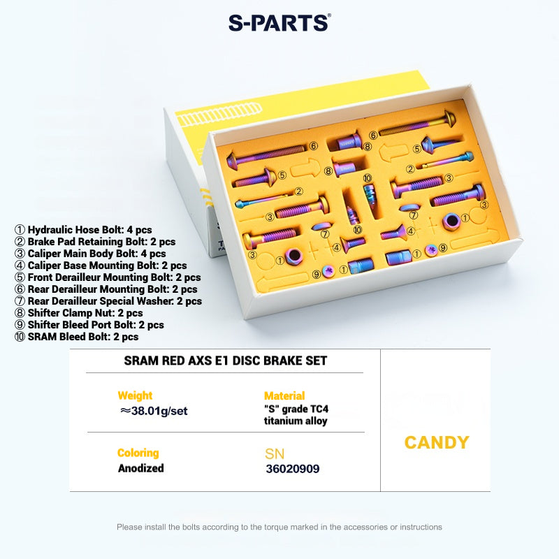 S-PARTS Road Bike Disc Brake Titanium Alloy Screw Set for SRAM RED Force Rival 12-speed AXS