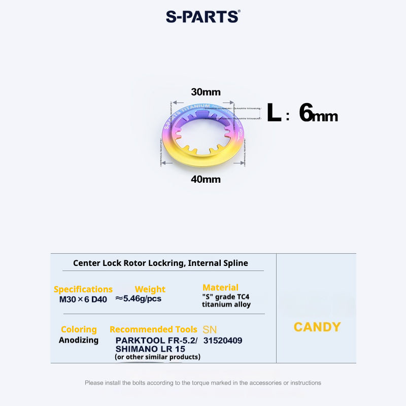 S-PARTS Titanium Alloy Center Lock Disc Rotor Lockring