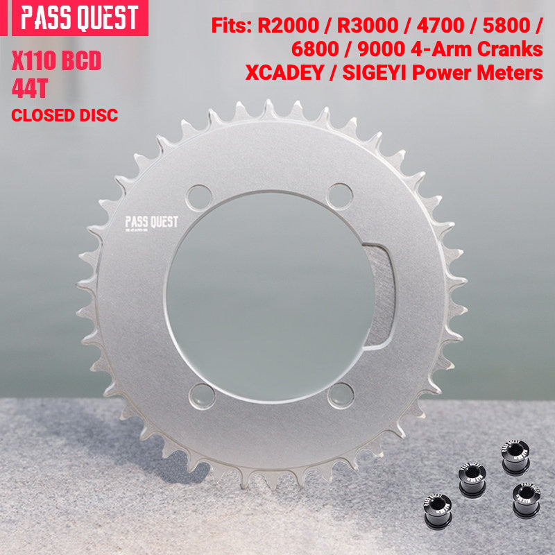 PASS QUEST X110BCD Narrow-Wide Chainring for Shimano 4-Arm Road Cranks | 36T–60T 1x
