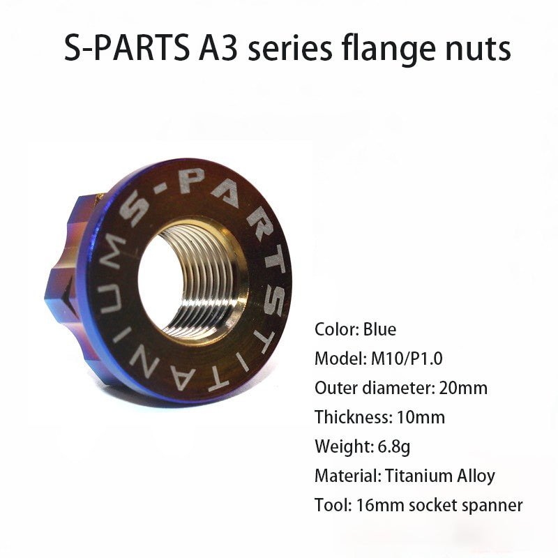 Tuerca de brida S-PARTS A3 para vehículo eléctrico, tornillo de aleación de titanio M5 M6 M8 M10 para motocicleta 12