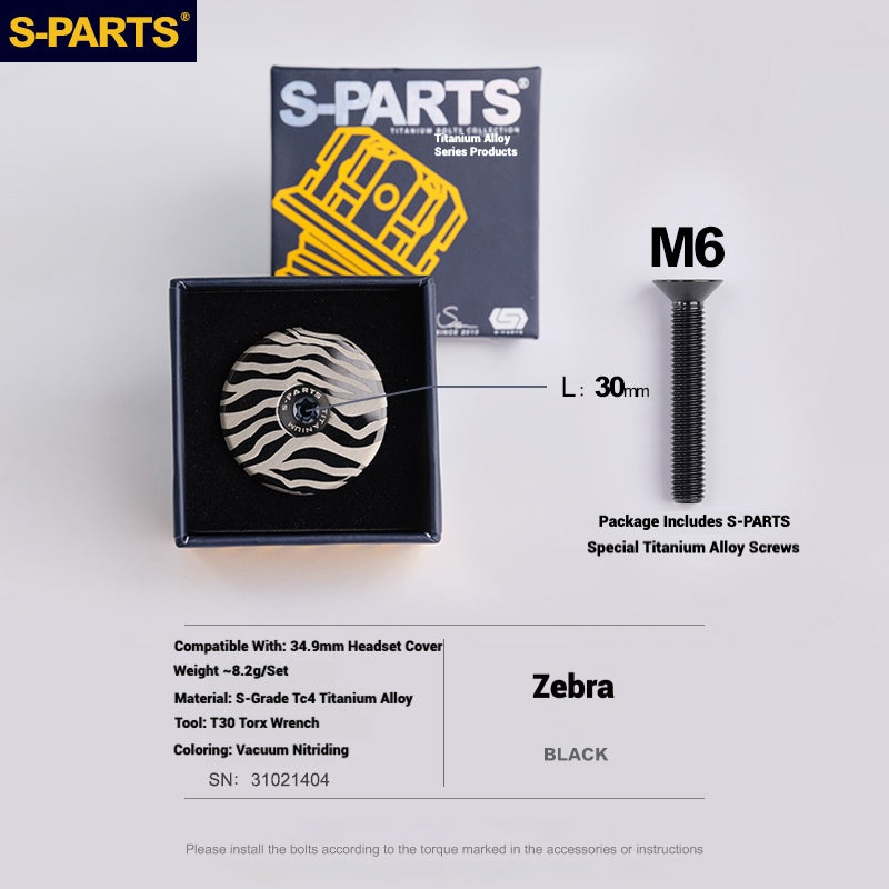 S-PARTS Titanium OD2 34.9 mm Laser Headset Cap｜CNC Machined｜Multiple Designs Available