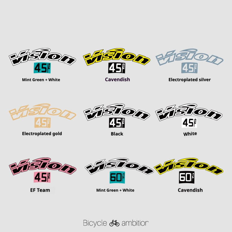 VISION METRON SL60 / SL45 Rim Decal Kit – 1-Wheel Set + 1 Spare Strip (Order 2 for Full Bike)