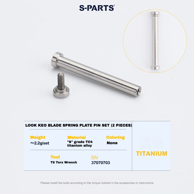 S-PARTS Titanium Pedal Upgrade Kit for LOOK KEO2 MAX (60.5g) & KEO BLADE (52.9g) – Axles, Tension Bolts & Pins
