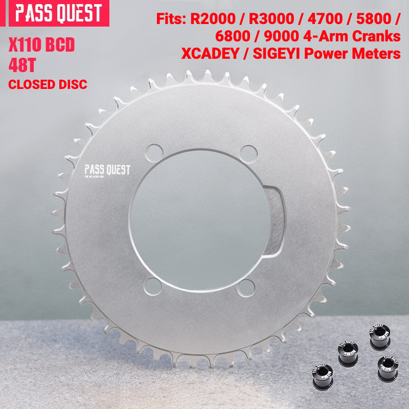 PASS QUEST X110BCD Narrow-Wide Chainring for Shimano 4-Arm Road Cranks | 36T–60T 1x