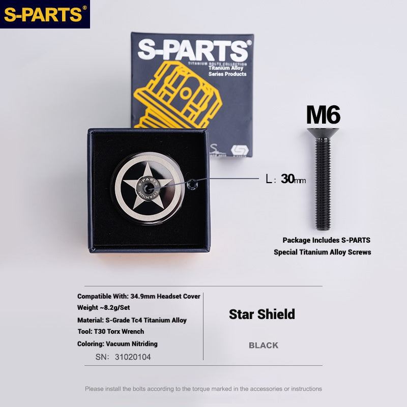 S-PARTS Titanium OD2 34.9 mm Laser Headset Cap｜CNC Machined｜Multiple Designs Available