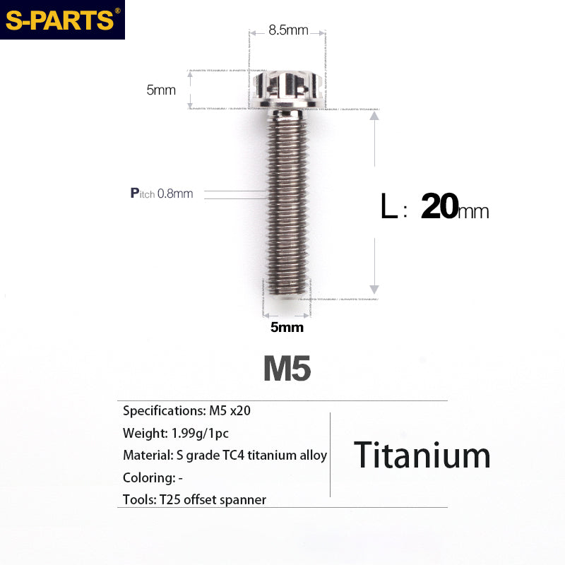 S-PARTS A3 Series M5 Titanium Alloy Screws Bolts Standard Parts Motorcycle Cars