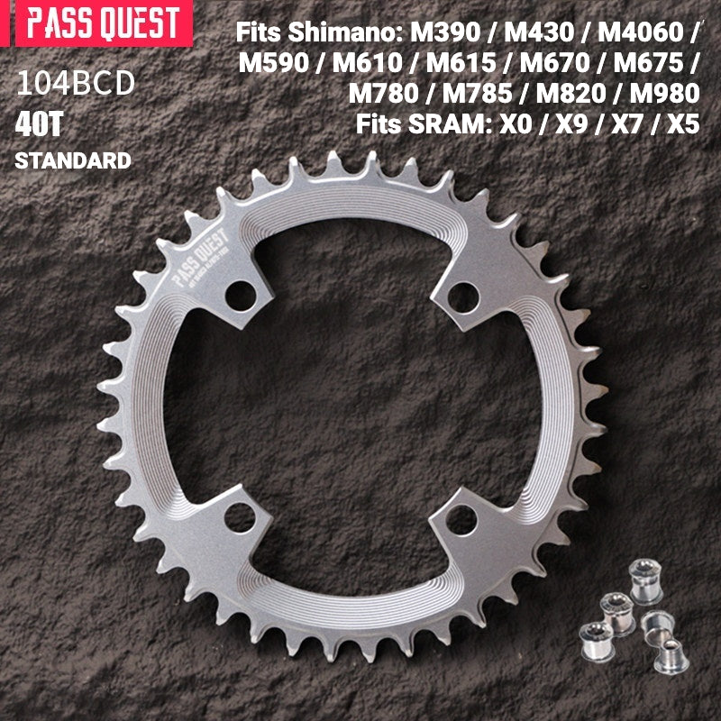PASS QUEST 104BCD Narrow-Wide Chainring | Shimano XT M780 M610 1x MTB Chainring