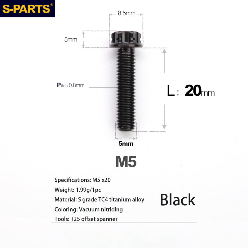 S-PARTS A3 Series M5 Titanium Alloy Screws Bolts Standard Parts Motorcycle Cars