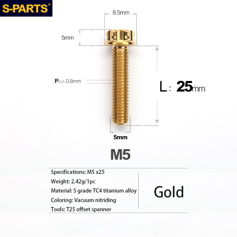 S-PARTS A3 Series M5 Titanium Alloy Screws Bolts Standard Parts Motorcycle Cars