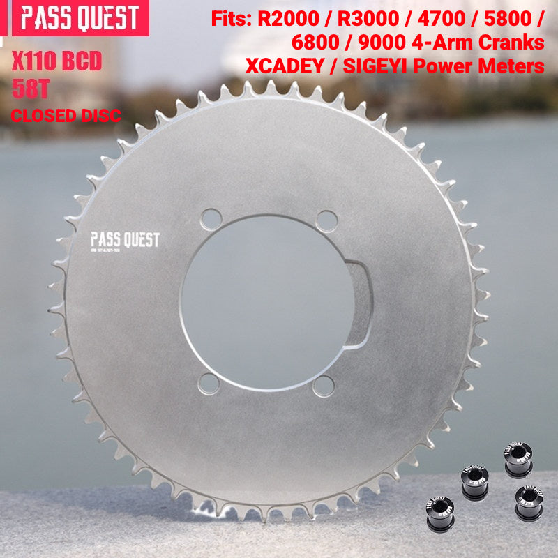 PASS QUEST X110BCD Narrow-Wide Chainring for Shimano 4-Arm Road Cranks | 36T–60T 1x