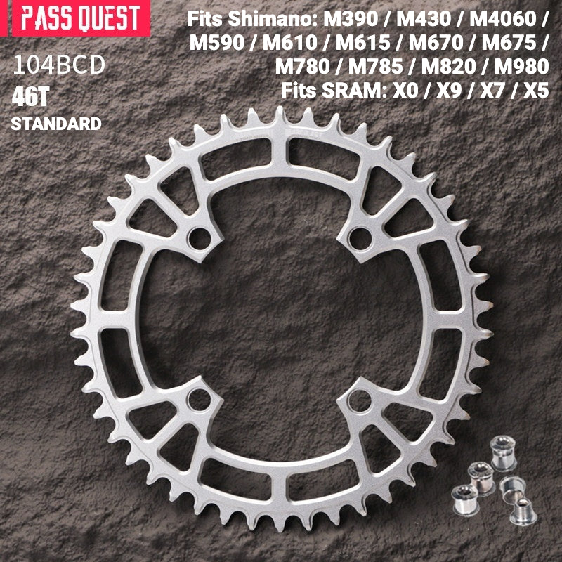 PASS QUEST 104BCD Narrow-Wide Chainring | Shimano XT M780 M610 1x MTB Chainring