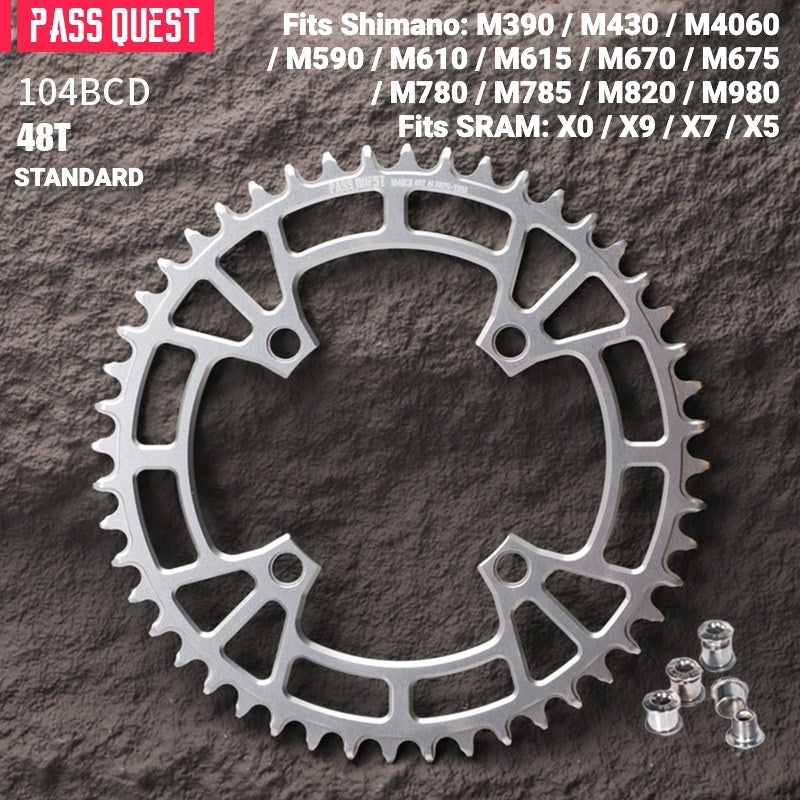 PASS QUEST 104BCD Narrow-Wide Chainring | Shimano XT M780 M610 1x MTB Chainring