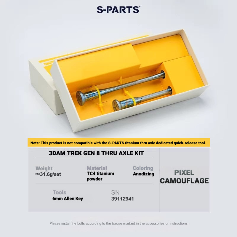 S-PARTS 3DAM Titanium Thru Axle Kit for Trek Madone Gen 8 & Émonda | Ultra-Light TC4 3D Printed Axle