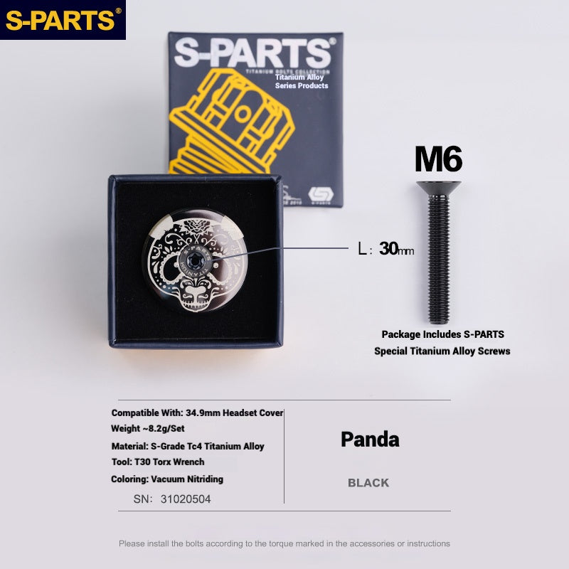 S-PARTS Titanium OD2 34.9 mm Laser Headset Cap｜CNC Machined｜Multiple Designs Available