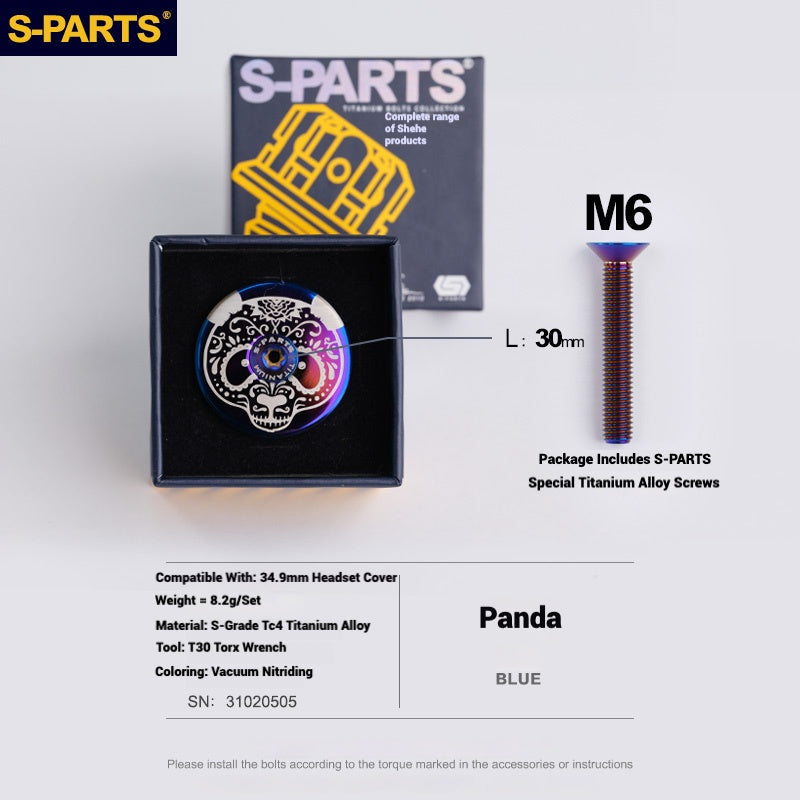 S-PARTS Titanium OD2 34.9 mm Laser Headset Cap｜CNC Machined｜Multiple Designs Available