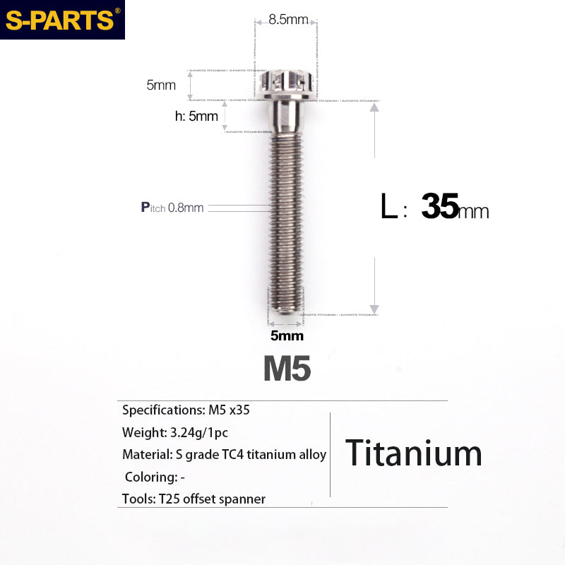 S-PARTS A3 Series M5 Titanium Alloy Screws Bolts Standard Parts Motorcycle Cars