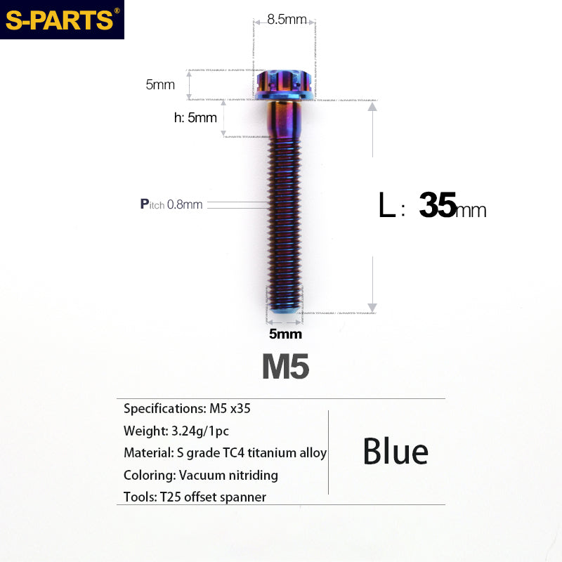 S-PARTS A3 Series M5 Titanium Alloy Screws Bolts Standard Parts Motorcycle Cars