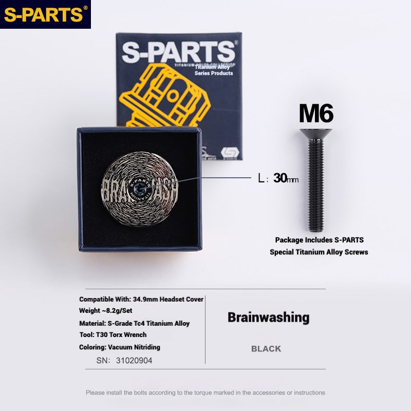 S-PARTS Titanium OD2 34.9 mm Laser Headset Cap｜CNC Machined｜Multiple Designs Available