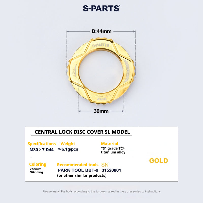 S-PARTS Center Lock Disc Rotor Lockring SL Edition | Ultralight TC4 Titanium | Multi-Color 1PCS