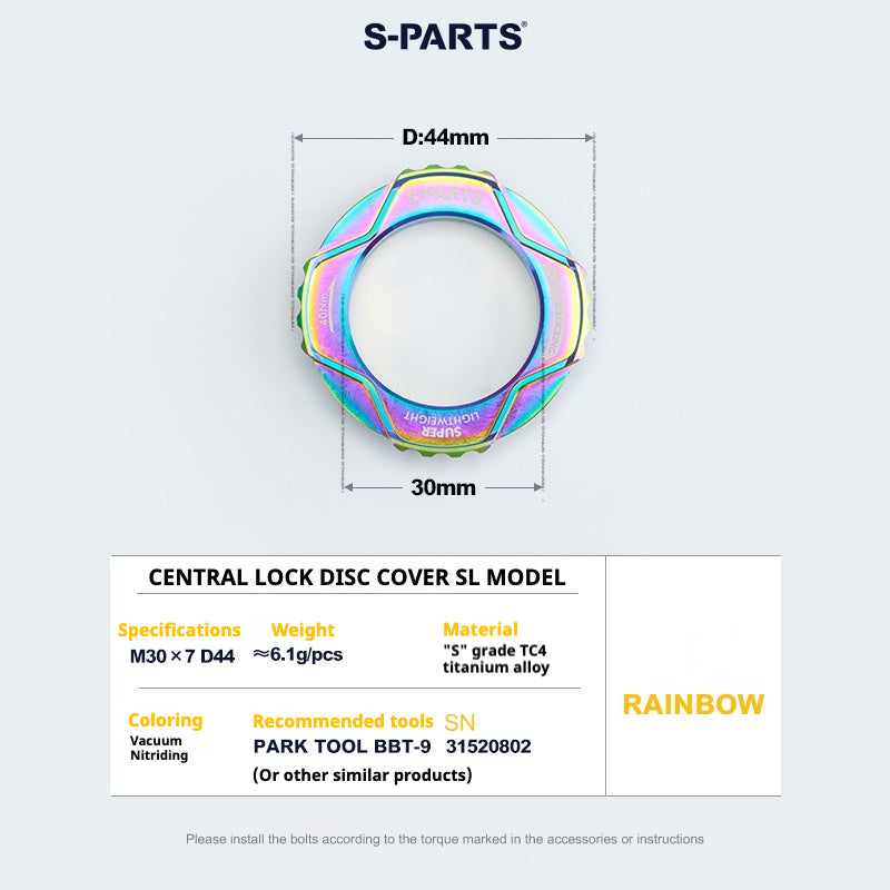 S-PARTS Center Lock Disc Rotor Lockring SL Edition | Ultralight TC4 Titanium | Multi-Color 1PCS