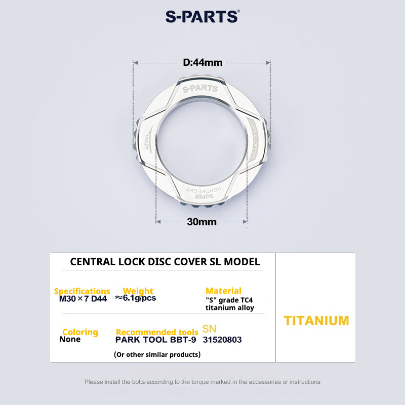 S-PARTS Center Lock Disc Rotor Lockring SL Edition | Ultralight TC4 Titanium | Multi-Color 1PCS