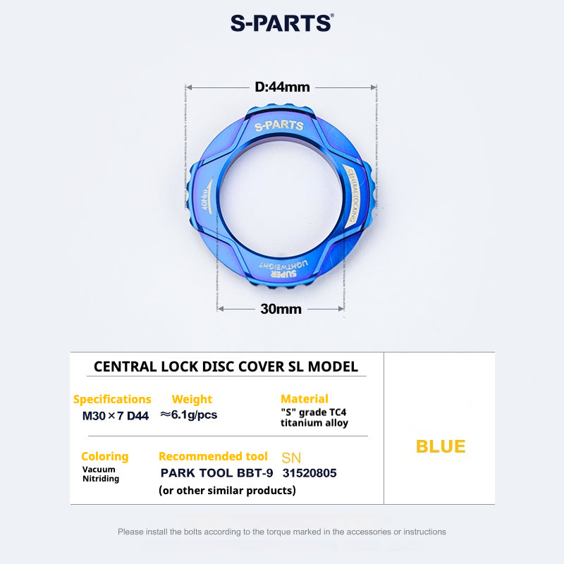 S-PARTS Center Lock Disc Rotor Lockring SL Edition | Ultralight TC4 Titanium | Multi-Color 1PCS