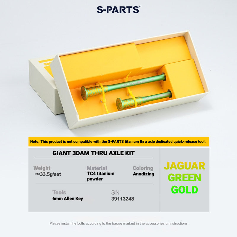 S-PARTS 3DAM Titanium Thru Axle Kit for Giant Road Bikes | Ultra-Light 3D Printed TC4 Axle