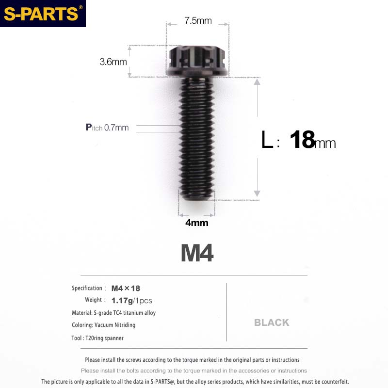 S-PARTS A3 Gold M4 Titanium Alloy Standard Parts Electric Vehicle Motorcycle Car Screw Bolt