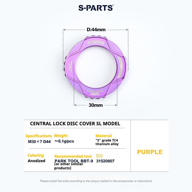 S-PARTS Center Lock Disc Rotor Lockring SL Edition | Ultralight TC4 Titanium | Multi-Color 1PCS