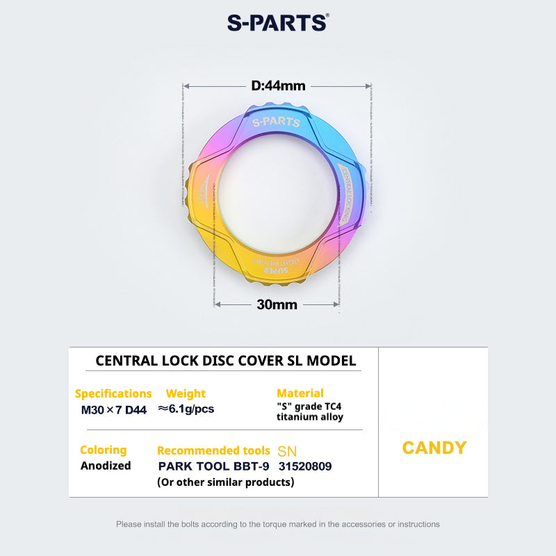 S-PARTS Center Lock Disc Rotor Lockring SL Edition | Ultralight TC4 Titanium | Multi-Color 1PCS