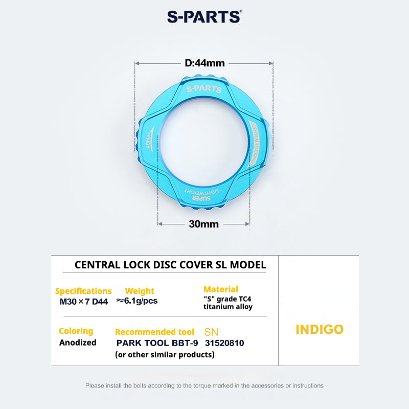 S-PARTS Center Lock Disc Rotor Lockring SL Edition | Ultralight TC4 Titanium | Multi-Color 1PCS