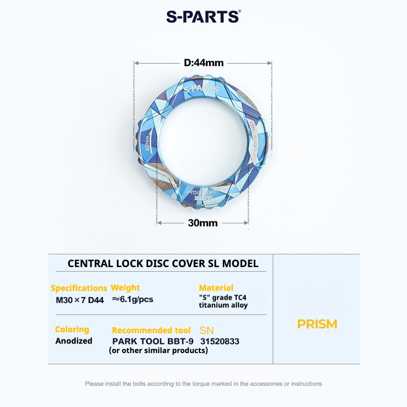 S-PARTS Center Lock Disc Rotor Lockring SL Edition | Ultralight TC4 Titanium | Multi-Color 1PCS