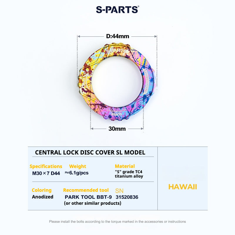 S-PARTS Center Lock Disc Rotor Lockring SL Edition | Ultralight TC4 Titanium | Multi-Color 1PCS