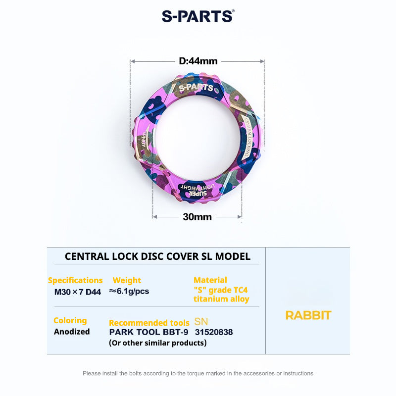 S-PARTS Center Lock Disc Rotor Lockring SL Edition | Ultralight TC4 Titanium | Multi-Color 1PCS